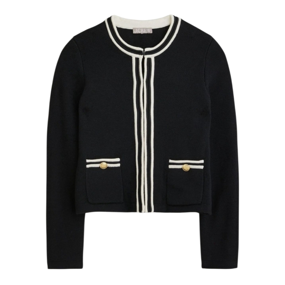 J. Crew Emilie Sweater Lady Jacket With Contrast Trim - Picture 5 of 16